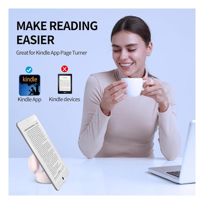 Tiktok HandsFree Scrolling Remote Control Ring, Kindle App Page Turner,Phone Selfie,Wireless Handsfree Reading with Stand, Compatible with iOS,Android