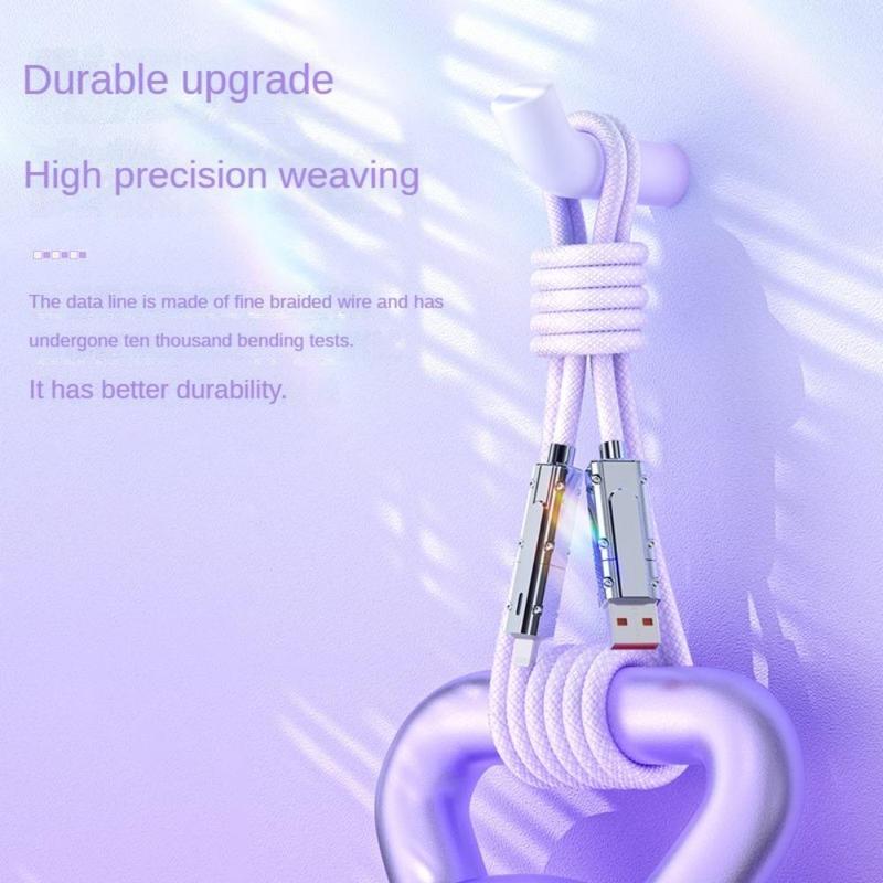 4 in 1 Multi-function Data Cable, PD 27W + 100W Fast Charging Type-C USB Data Cable, Phone Accessories for iPhone & Android