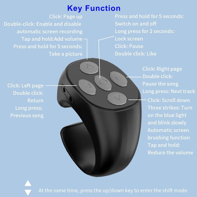 Multifunctional Phone Ring Remote Control, Portable Bluetooth-compatible Smart Remote Control for Taking Photos & Turning Pages, Smart Remote Control for Cellphone