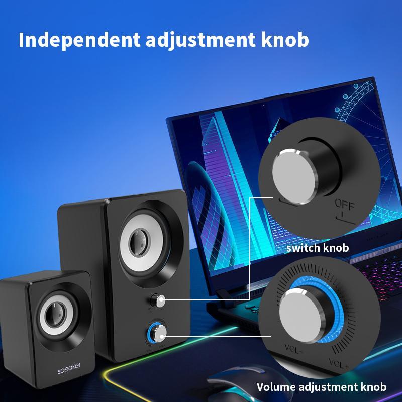 3 In 1 Wired Speaker, 1 Count 360 Degree Surround Sound Speaker with Subwoofer, Multimedia Laptop PC Computer Speaker for Home, Computer Office