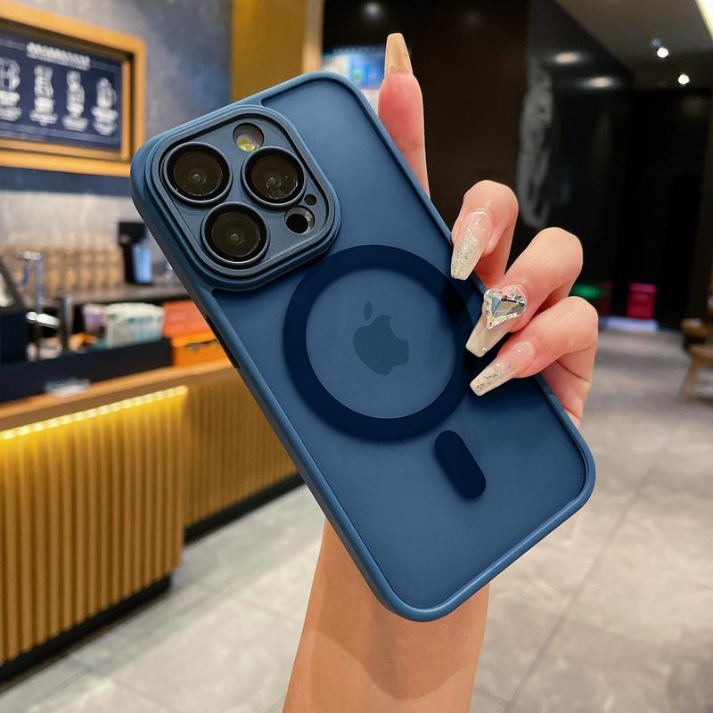 Built-in Camera Lens Protector, Magnetic Wireless, Soft Rubber, Ultra Protection Translucent Matte Phone Case Accessories Cover