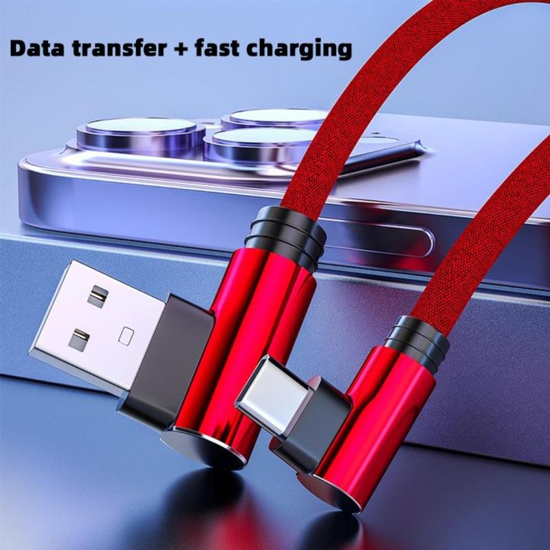 3-0.25m Elbow Design 90 Degree USB Type C Cable, Data Transfer & Fast Charging Cable, Universal Phone Accessories for Home Office Use