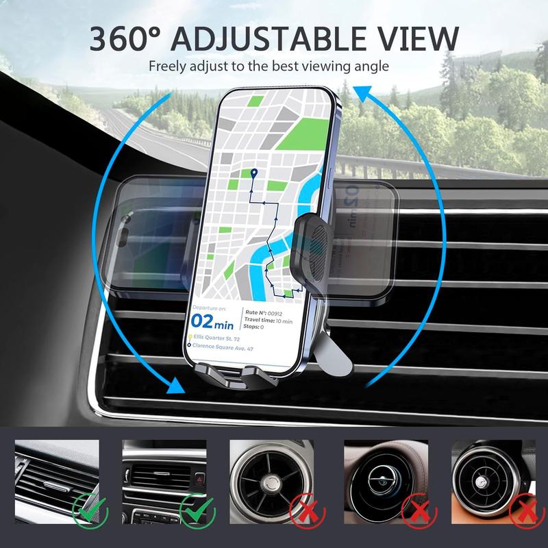 Phone Mount for Car Vent Cell Phone Holder Hands Free Cradle Air Vent for iPhone 14 Pro and Universal Smartphone (Black) Accessories Clip