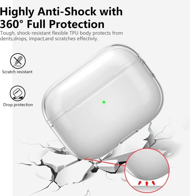 for Airpods Pro 2 Case Clear,Soft TPU Clear Case for Airpods Pro 2nd Generation Case Cover 2023 2022,Full Protective Shockproof Drop Protection Case with Strap for Airpods Pro 2 2023-Clear