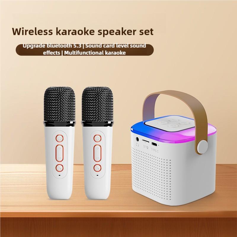 Portable Wireless Karaoke Speaker with Microphone, HIFI Stereo Sound Subwoofers, KTV Speaker Subwoofer with RGB Colorful LED Lights, Karaoke Machine Sound System for Outdoor Sports Travel, Audio Device, Room Accessories