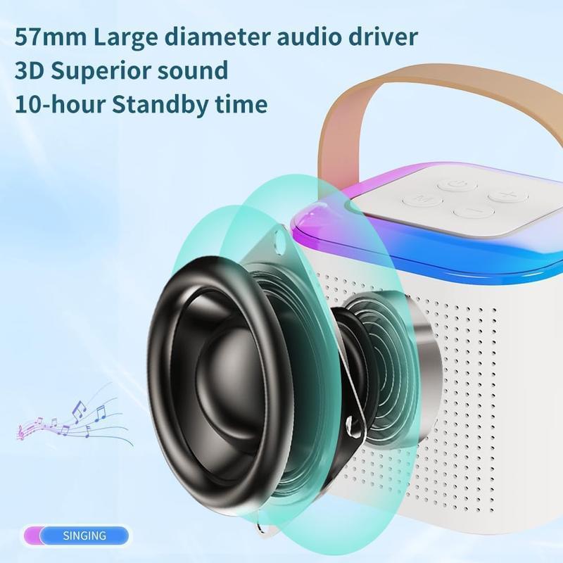 Portable Wireless Karaoke Speaker with Microphone, HIFI Stereo Sound Subwoofers, KTV Speaker Subwoofer with RGB Colorful LED Lights, Karaoke Machine Sound System for Outdoor Sports Travel, Audio Device, Room Accessories