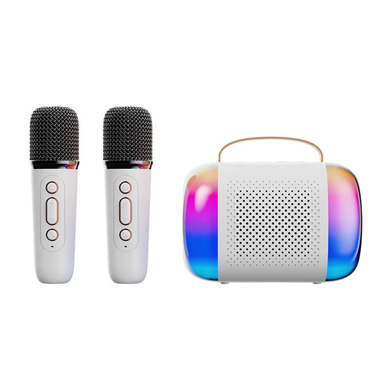 Wireless Karaoke Speaker with Wireless Microphone, Karaoke Machine with 5-Mode RGB Ambient Lighting, Microphone PA System with RGB LED Lights, Wireless Speaker Supports TF Card USB, AUX in, Karaoke Speaker for Home Party