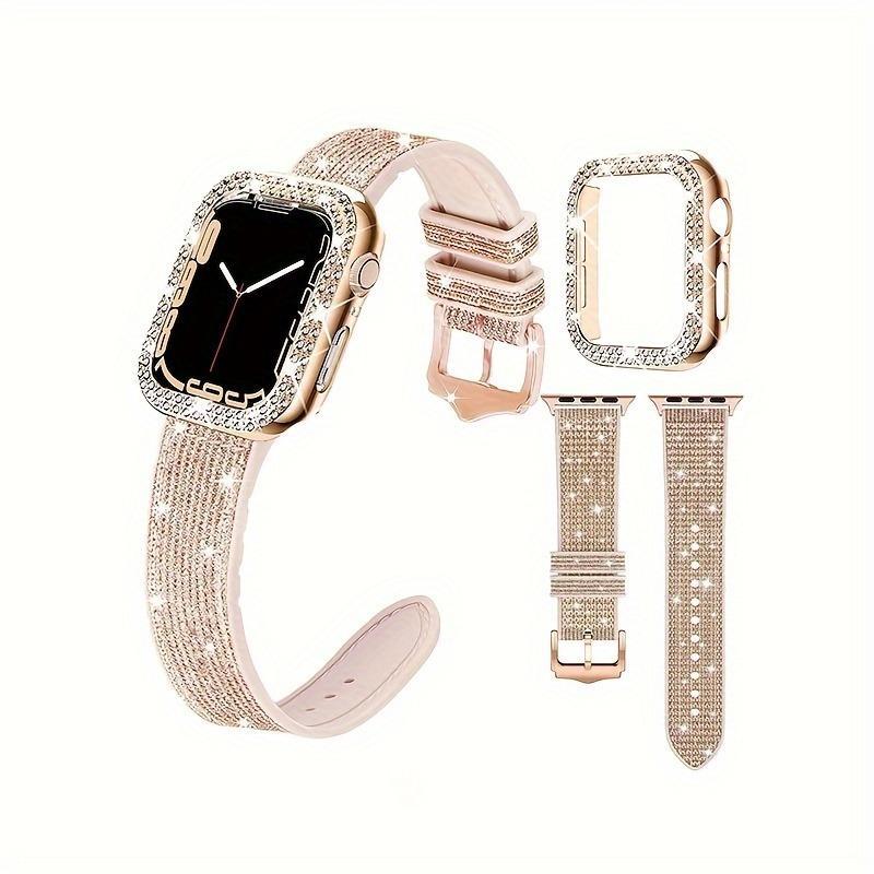 Rhinestone Decor Watch Band, 3 Counts set Elegant Watch Accessories for Women, Durable Watch Accessories for iWatch Series 9 8 7 6 5 4 3