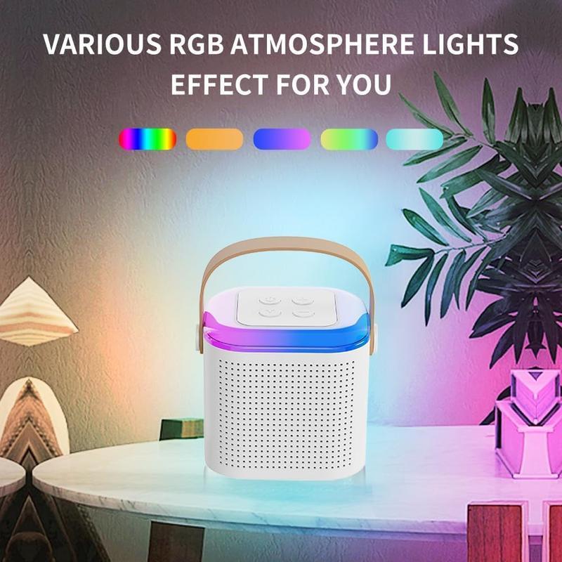 Portable Wireless Karaoke Speaker with Microphone, HIFI Stereo Sound Subwoofers, KTV Speaker Subwoofer with RGB Colorful LED Lights, Karaoke Machine Sound System for Outdoor Sports Travel, Audio Device, Room Accessories