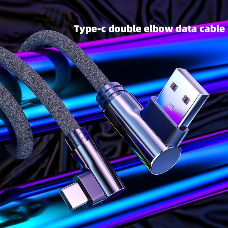 3-0.25m Elbow Design 90 Degree USB Type C Cable, Data Transfer & Fast Charging Cable, Universal Phone Accessories for Home Office Use