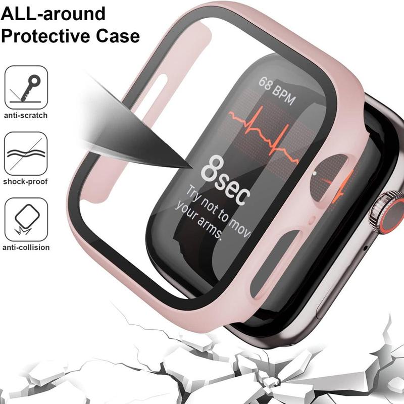 Men Women PC+Tempered Glass Integrated Case, 12pcs set Anti-drop Casual Protective Cover for Apple Watch Case 38 40 41 42 44 45 49mm, Intelligent Watch Case Accessories for iWatch Series Ultra SE 9 8 7 6 5 4 3 2 1 (without Watch)