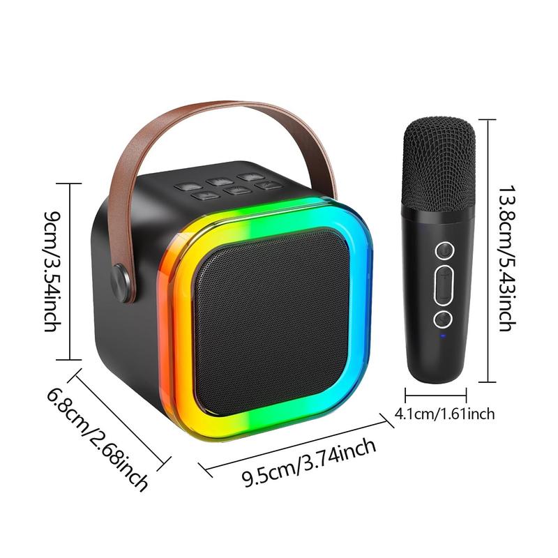 Fall portable wireless karaoke speaker with microphone, hifi stereo sound subwoofers, KTV speaker subwoofer with RGB colorful LED lights, karaoke machine sound system for outdoor sports travel, audio device, room accessories Smartphone