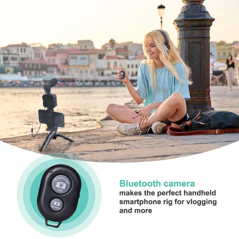 Smartphone Camera Video Kit,Vlogging Kit For Iphone Compatiblestarter Kit For Contentcreators,Accessories:Phonetripod,Phone Mount,Led Light Andshotgun Microphone Bluetooth Mobilesmartphone Selfie