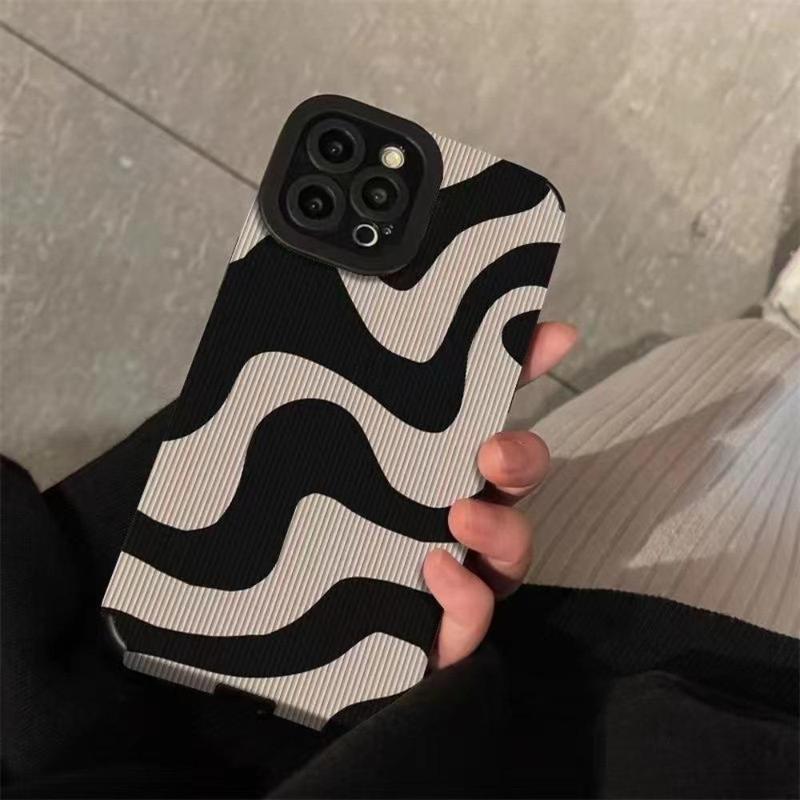 Fall Fashion Zebra Phone Case, 1 Count Anti-fall Fully Edged Mobile Phone Case, Anti-fall Striped TPU Phone Case for iPhone