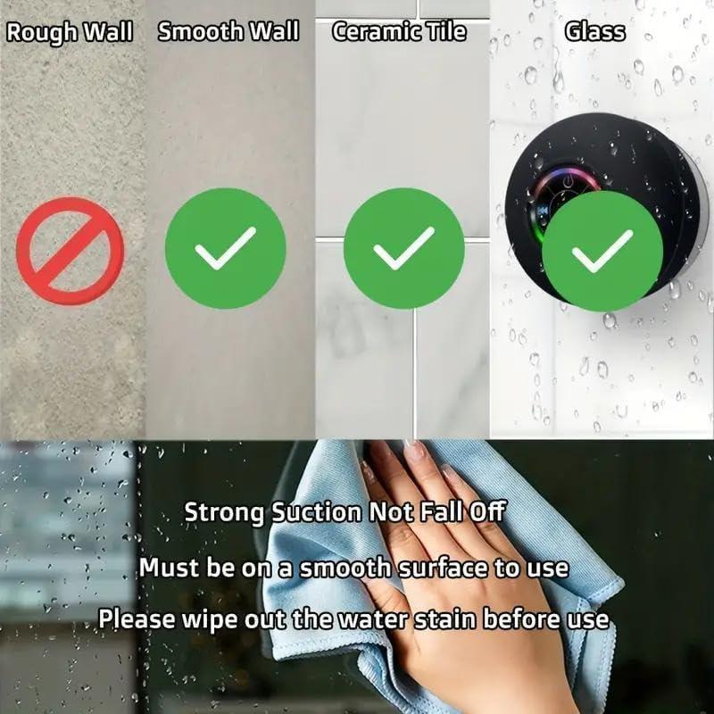 Waterproof Bluetooth Shower Speaker with LED, IPX4 Portable Wireless Hands-Free Mini Speaker, USB Rechargeable for Bath Beach Home - Audio, Smartphone shower speaker