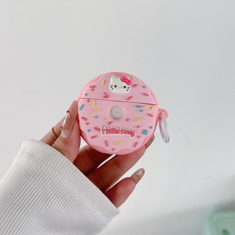 SANRIO Cute Donut Design Earphone Case, 1 Count Silicone Soft Earphone Protective Cover, Earphone Protector Cover Compatible with AirPods 1 2 3 AirPods Pro   pro 2