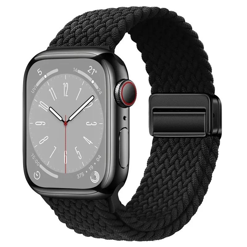 Magnetic clasp Nylon Strap for Apple Watch Band 46mm 42mm 49mm 45mm 41mm 44 40mm Belt iWatch Series 10 Ultra 9 8 7 6 SE 5 3 Band