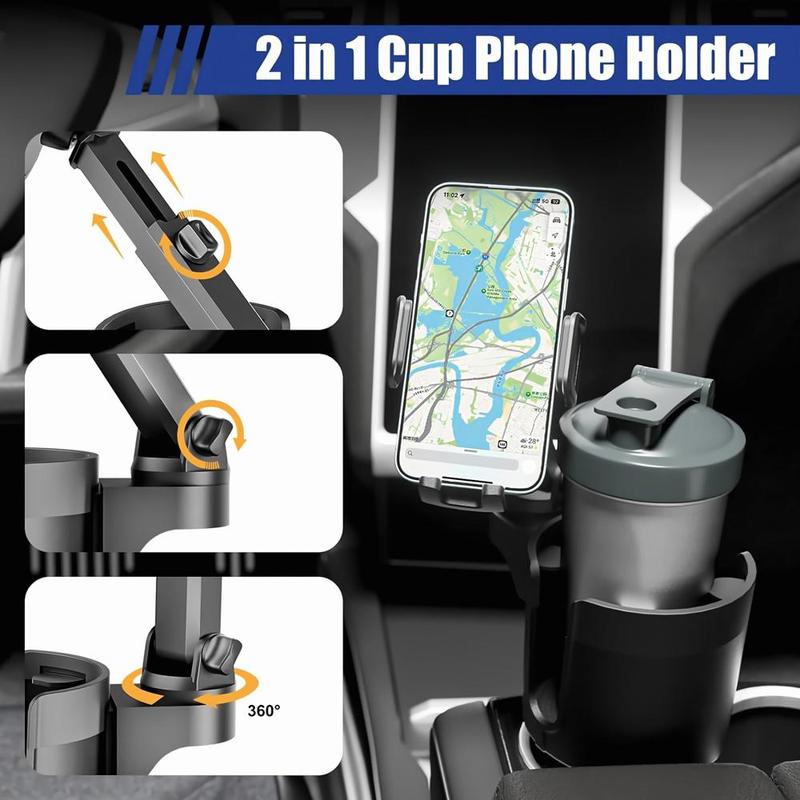 2 in 1 Car Cup Holder Expander Phone Holder, 3600 Rotatable Car Phone Holder, Multi-functional Car Interior Accessories, Summer Gift, Cellphone Car Holder