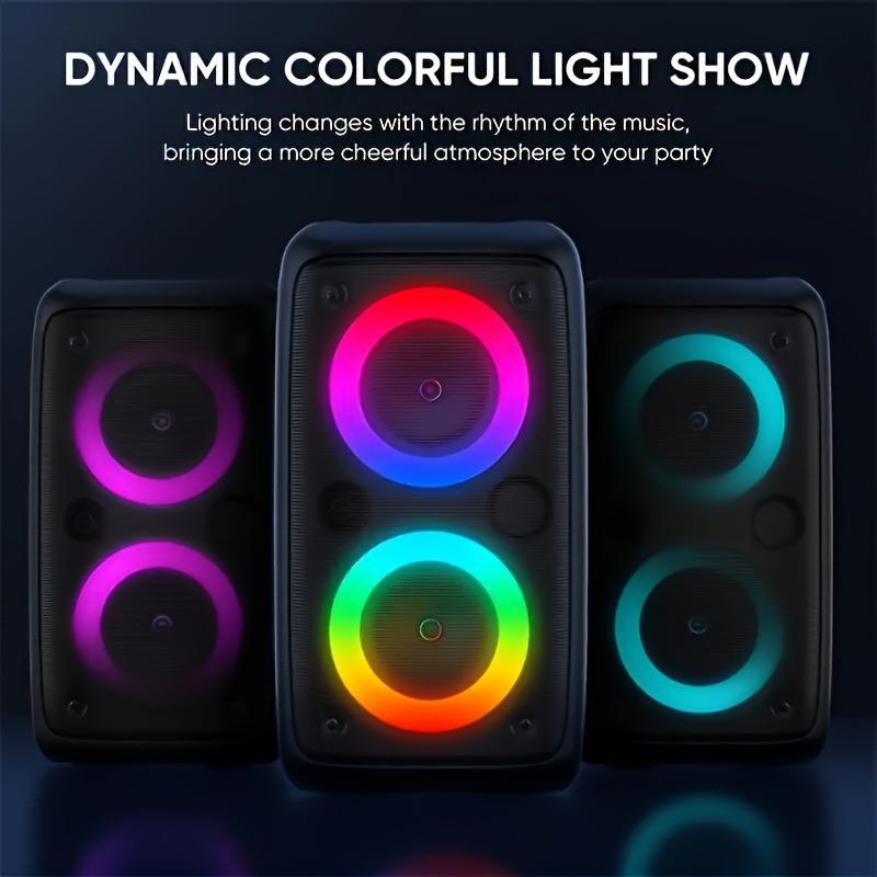 Portable Wireless Speaker with RGB Lights:  Stereo Sound, Subwoofer, Wireless, USB Charging - Perfect for Parties and Outdoor Events