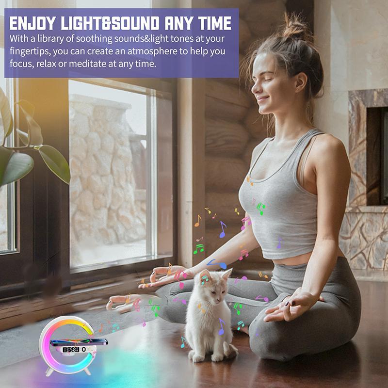 [Black Friday] Night Light Lamp Multifunctional Wireless Audio Speaker, Multifunctional Wireless Speaker with Alarm Clock, Wireless Charger Station for Smartphone