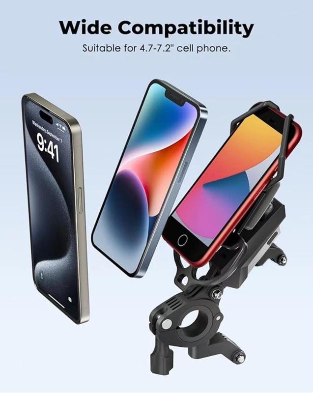 Bicycle Phone Holder with Vibration Dampener, Anti-Shake Motorcycle Phone Mount, Quick removal design Handlebar Cellphone Holder for Motorcycle Bike ATV Fit 4.7-6.8” Smartphone Accessories Stand bike safety incandescent christmas lights USB Rechargeable