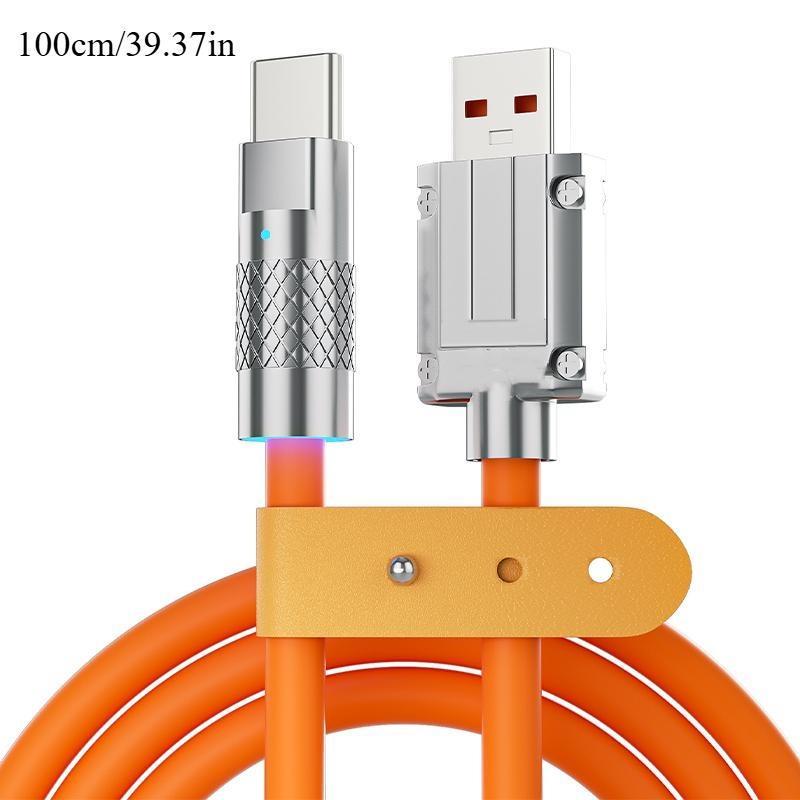 120W Zinc Alloy Fast Charging Data Cable, 6A USB to C Cable, Durable Cable Suitable for Phone, Mobile Phone Accessories