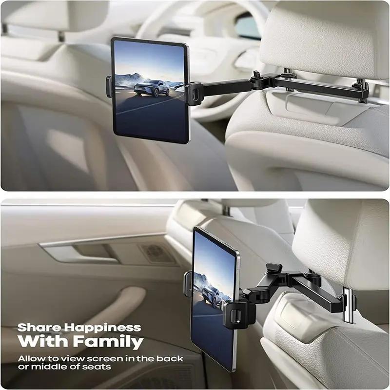 Car Headrest Tablet Holder, Car Seat Back Tablet Mount, Multifunctional Car Storage Holder for Tablet & Phone