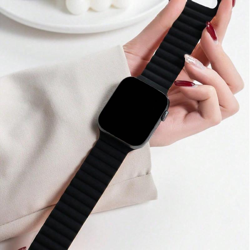 Magnetic Silicone Watch Band (Band Only), 1 Count Replacement Watch Band for Apple Watch Ultra 9 8 7 6 5 4 3 2 1 SE, Smart Watch Accessories