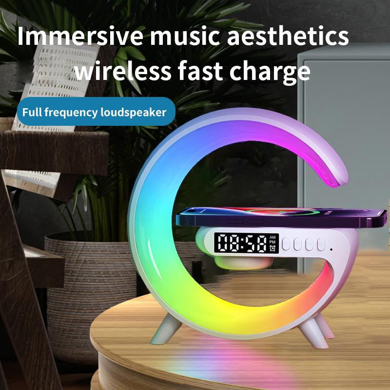 [Black Friday] Night Light Lamp Multifunctional Wireless Audio Speaker, Multifunctional Wireless Speaker with Alarm Clock, Wireless Charger Station for Smartphone