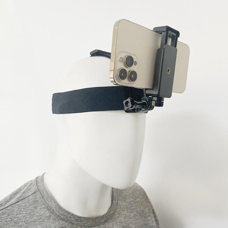 Head Mounted Mobile Phone Holder, Head Strap Mount for Phone, First Person View Headband, Selfie Accessories for Running Skiing