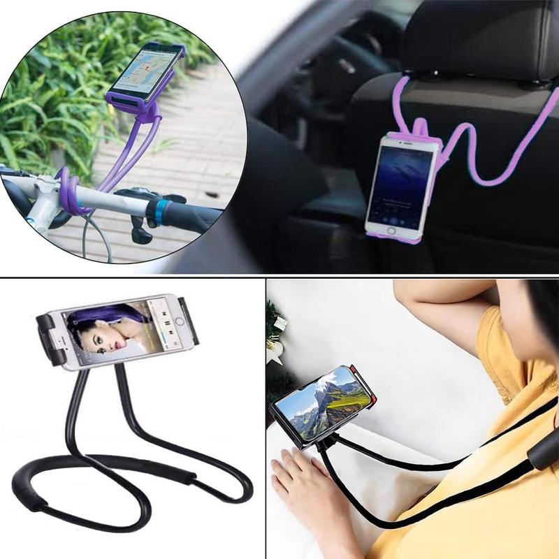 Phone Holder - Universal Hanging on  Lazy Phone Holder DIY Free Rotating Stand on Table  Multiple Functions Mobile Phone Mount Stand(Black)