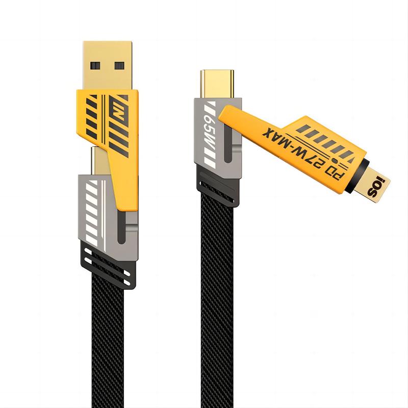 Dual-head Type-c USB 4 in 1 PD 65W fast charging cable for iPhone15 14 13 12 11 Pro Max XS MAX XR XS X 8 iPad Xiaomi Honor Vivo Samsung OPPO