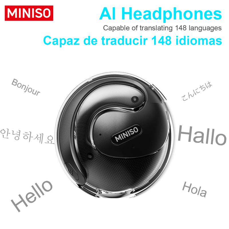 MINISO X15 Pro Translation Earphone Wireless Bluetooth 5.4 OWS Waterproof Sport Headsets Support 148 Languages Real Time Bluetooth Translation Support Playing Music Phone Calls Headphones Noise Reduction Headphones with Mic