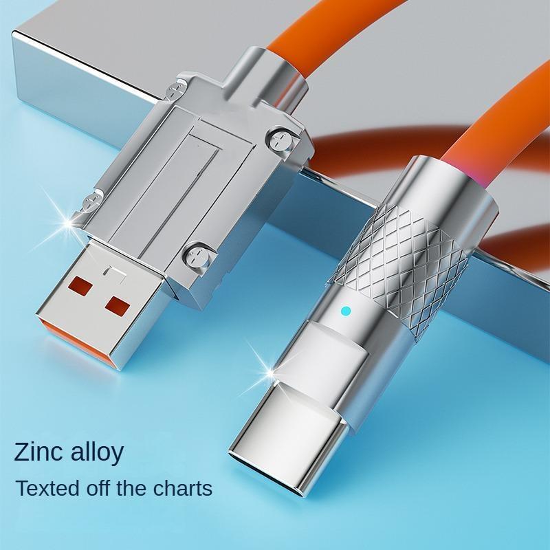 120W Zinc Alloy Fast Charging Data Cable, 6A USB to C Cable, Durable Cable Suitable for Phone, Mobile Phone Accessories