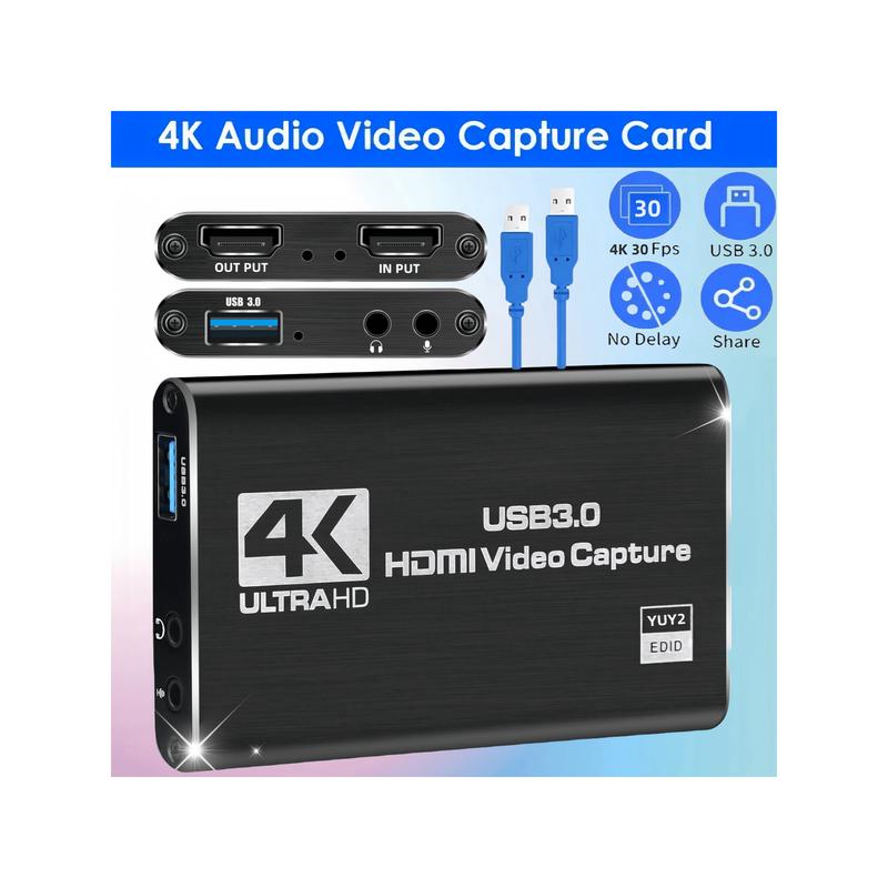 Capture Card  Switch, Video Game Capture Card 4K 1080P 60FPS, HDMI To USB 3.0 Capture Card For Streaming Work With PS4 PC OBS Camera