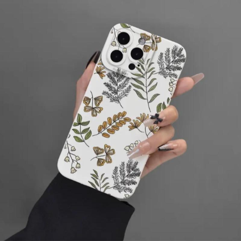 Leaf Pattern Phone Case, Shockproof Decorative Phone Protector Cover, All-inclusive Design TPU Cellphone Protective Case Compatible with iPhone 11 12 13 14 15 Pro Max