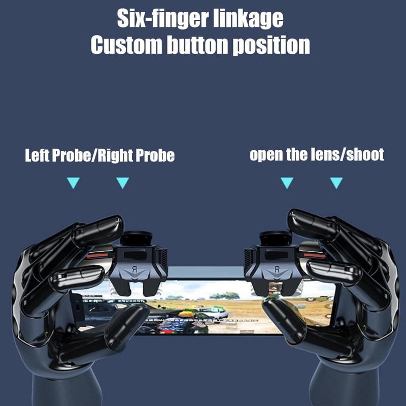 Game Trigger PUBG Mobile Controller, Mobile Game Controller for PUBG with 6 Trigger for Call of Duty Fortnite Knives Out Rules of Survival, Mobile Game Hacks Cheats Triggers for 6 Fingers Compatible with iPhone Android iPad Accessories Console