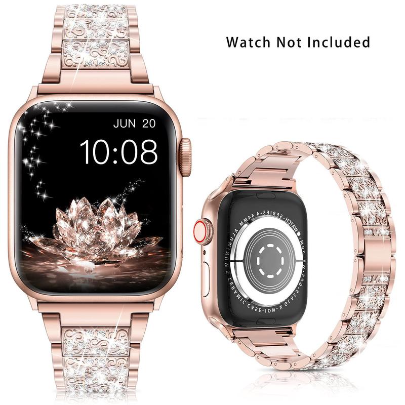 Rhinestone Decor Watch Band (Band Only), Fashion Decorative Watch Band, Wearable Accessories Compatible with Apple Watch Series Ultra 9 8 7 6 5 4 3 2 1