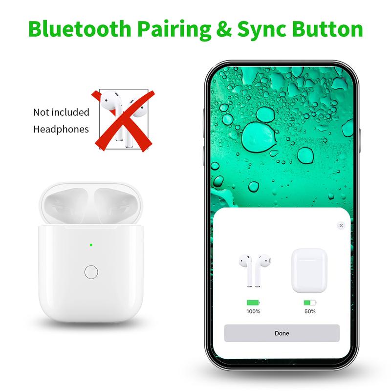 Wireless Charging Case for AirPods 1st & 2nd Generation with Bluetooth Pairing Sync Button, No Earbuds