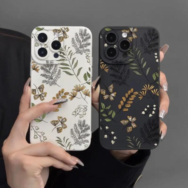 Leaf Pattern Phone Case, Shockproof Decorative Phone Protector Cover, All-inclusive Design TPU Cellphone Protective Case Compatible with iPhone 11 12 13 14 15 Pro Max