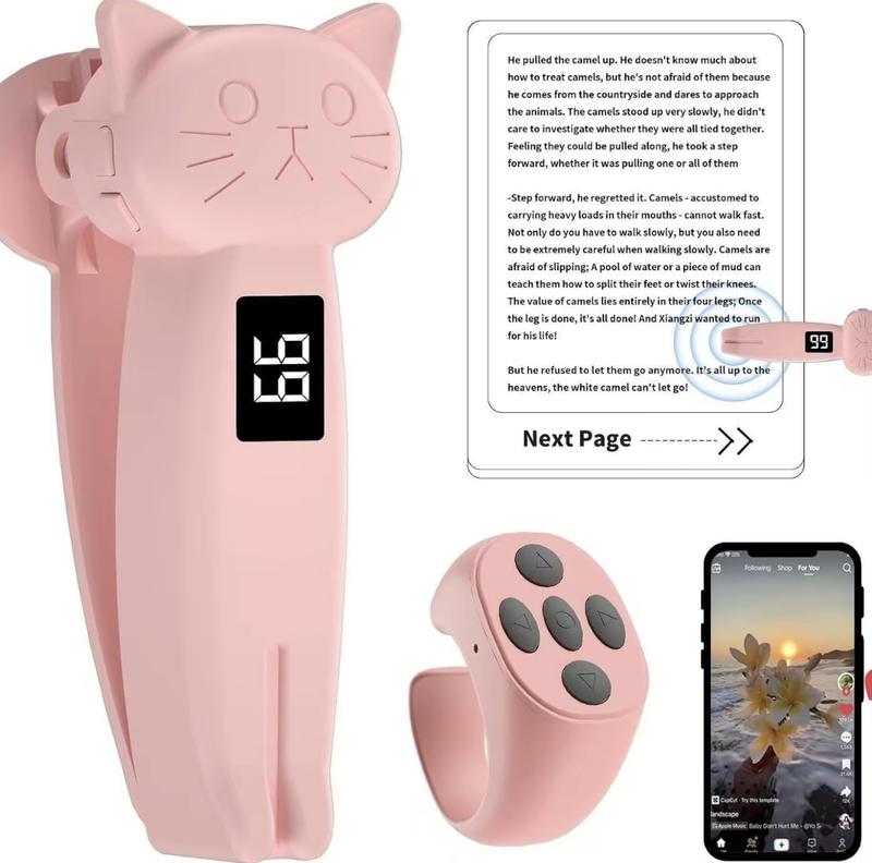 Remote Control Page Turner for Reading Novels & eReaders Camera with Video Recording Remote Triggers Page Turner Clicker for iPad Android Tablets