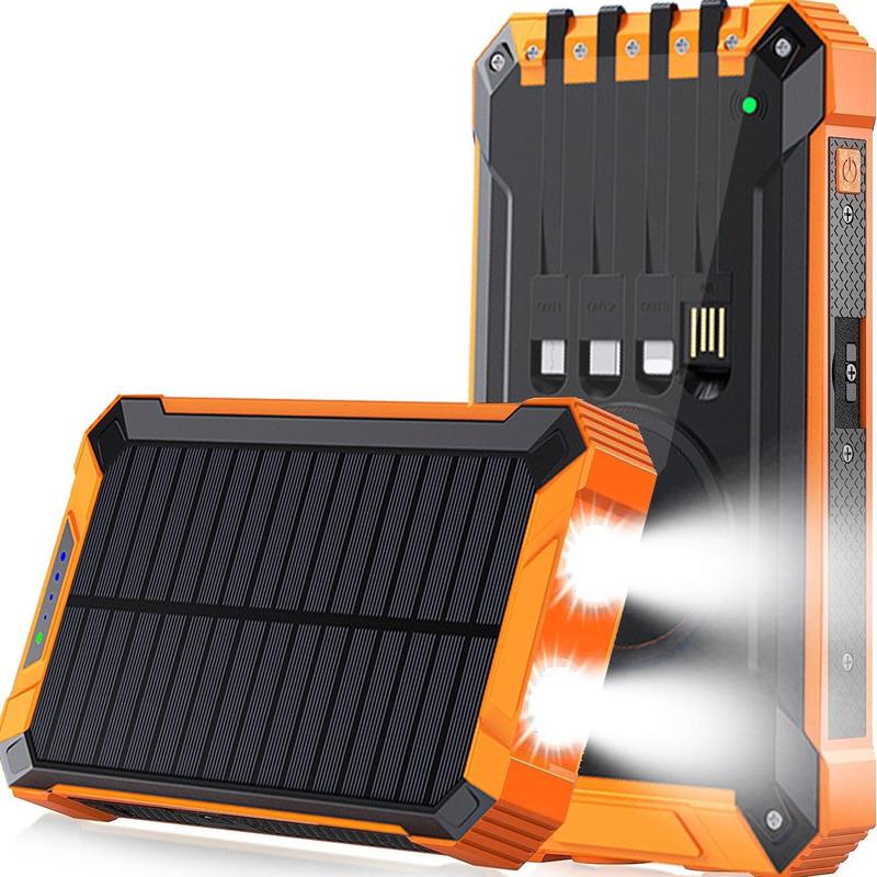 Solar Smartphone Power Bank with LED Light for Music Festival, Wireless Charger with Handsfree Flashlight, Outdoor Lighting USB Charger, Phone Accessories