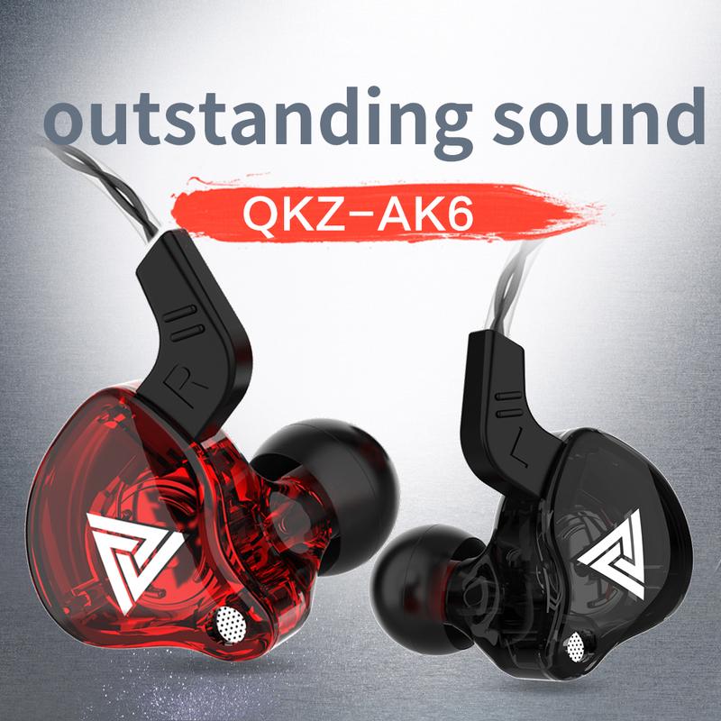 QKZ AK6 Portable Wired In-Ear Headphones with Mic, HiFi Subwoofer Noise Cancelling Wired Earbuds for Gaming Sports, 3D Stereo Sound, 8D Audio, Headset Electronic