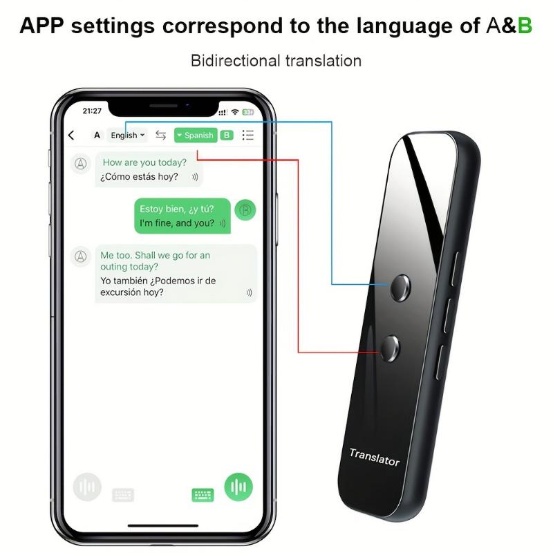 1pc Languages Translator Device, Two-Way Instant Translator, APP Online Voice Translation, 137 Languages Supported, Portable AI Voice High Accuracy Translator Device For Travel Business Learning