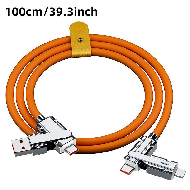 4-in-1 Type-C Charging Data Cable, Multipurpose Phone Fast Charging Data Cable, Multifunctional USB Charging Cable for iPhone & iPad