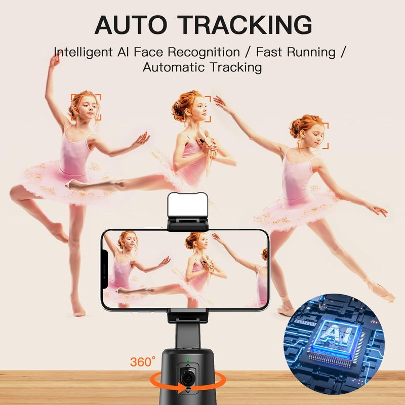 Auto Face Tracking Gimbal Stabilizer Tripod for iPhone, Phone Tripod GimbalStabilizer, Phone Accessories with Remote, 360°Rotatable Handheld Video, Stocking Fillers Gift