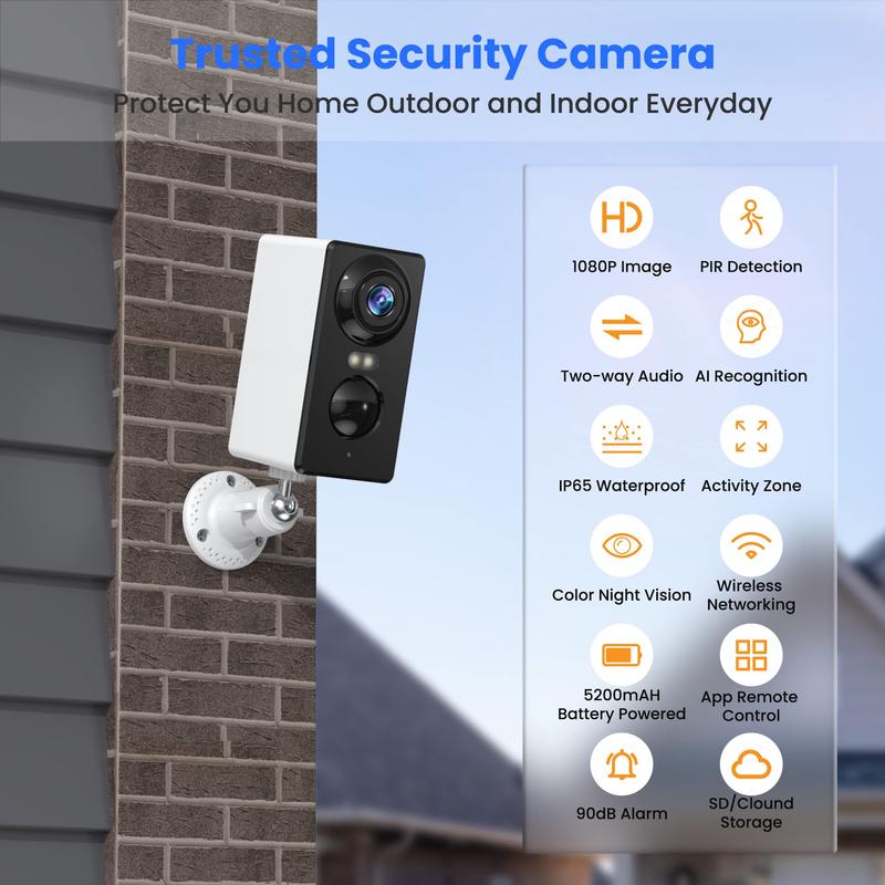 {Buy One Get One Free} Battery Powered Security Cameras Wireless Outdoor Indoor with Two Floodlights, Color Night Vision, PIR, Two-Way Talk, IP66 Waterproof indoor security