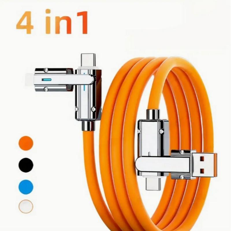 4-in-1 Type-C Charging Data Cable, Multipurpose Phone Fast Charging Data Cable, Multifunctional USB Charging Cable for iPhone & iPad