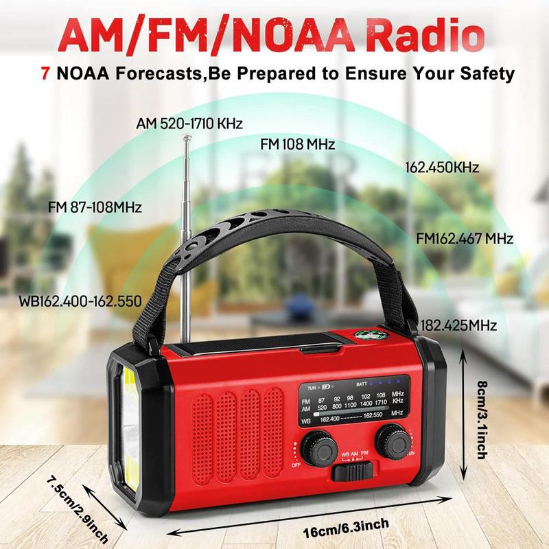 10000mAh Emergency Radio, NOAA AM FM Weather Radio, USB Type-C Charging, Dynamo Radio, Torch & LED Reading Light, SOS Alarm, Compass for Camping