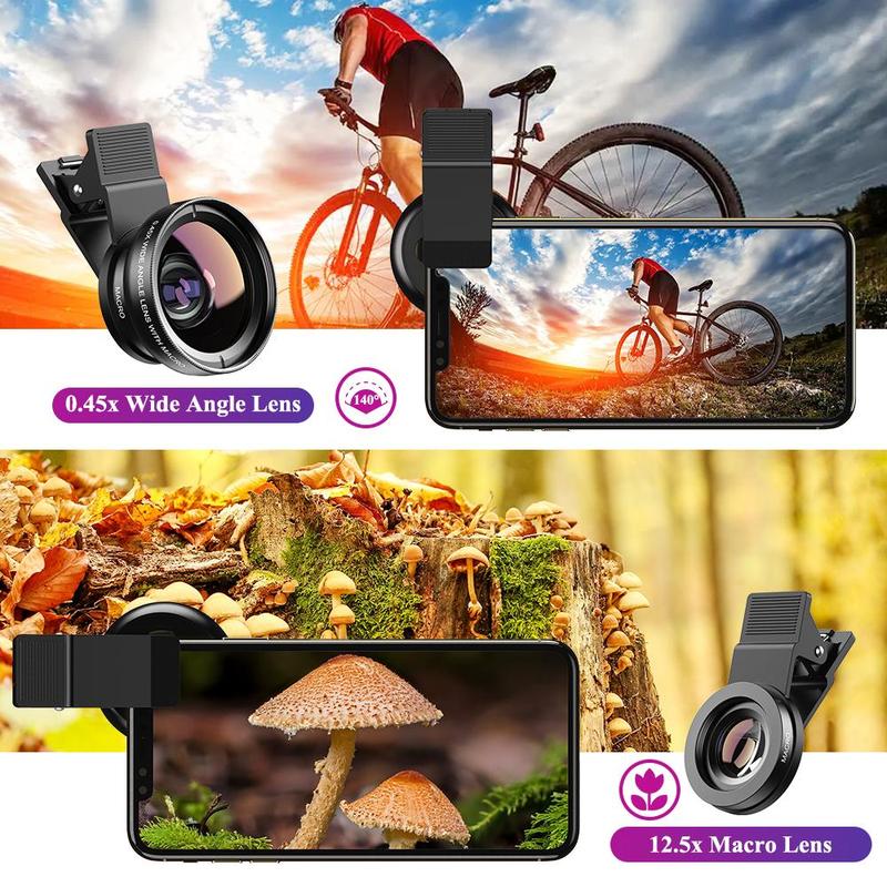 APEXEL 2 in 1 0.45X Wide Angle & 12.5X Macro Lens, Mobile Phone Lens, Mobile Phone Accessories for iPhone Huawei Samsung Xiaomi Android Smartphone